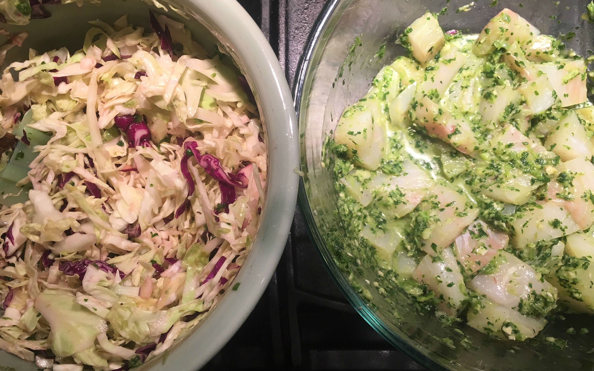 Halibut or Cod Tacos with Cilantro Savoy Slaw