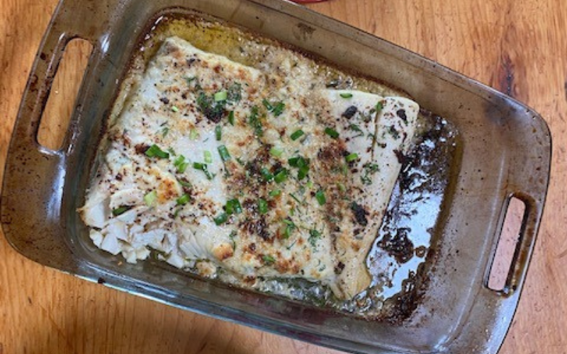 Blue Cheese Baked Halibut